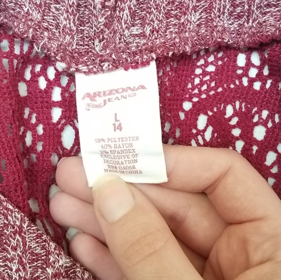 Arizona Jeans Burgundy Red Hoodie Sweater w/ Lace - Picture 5 of 6